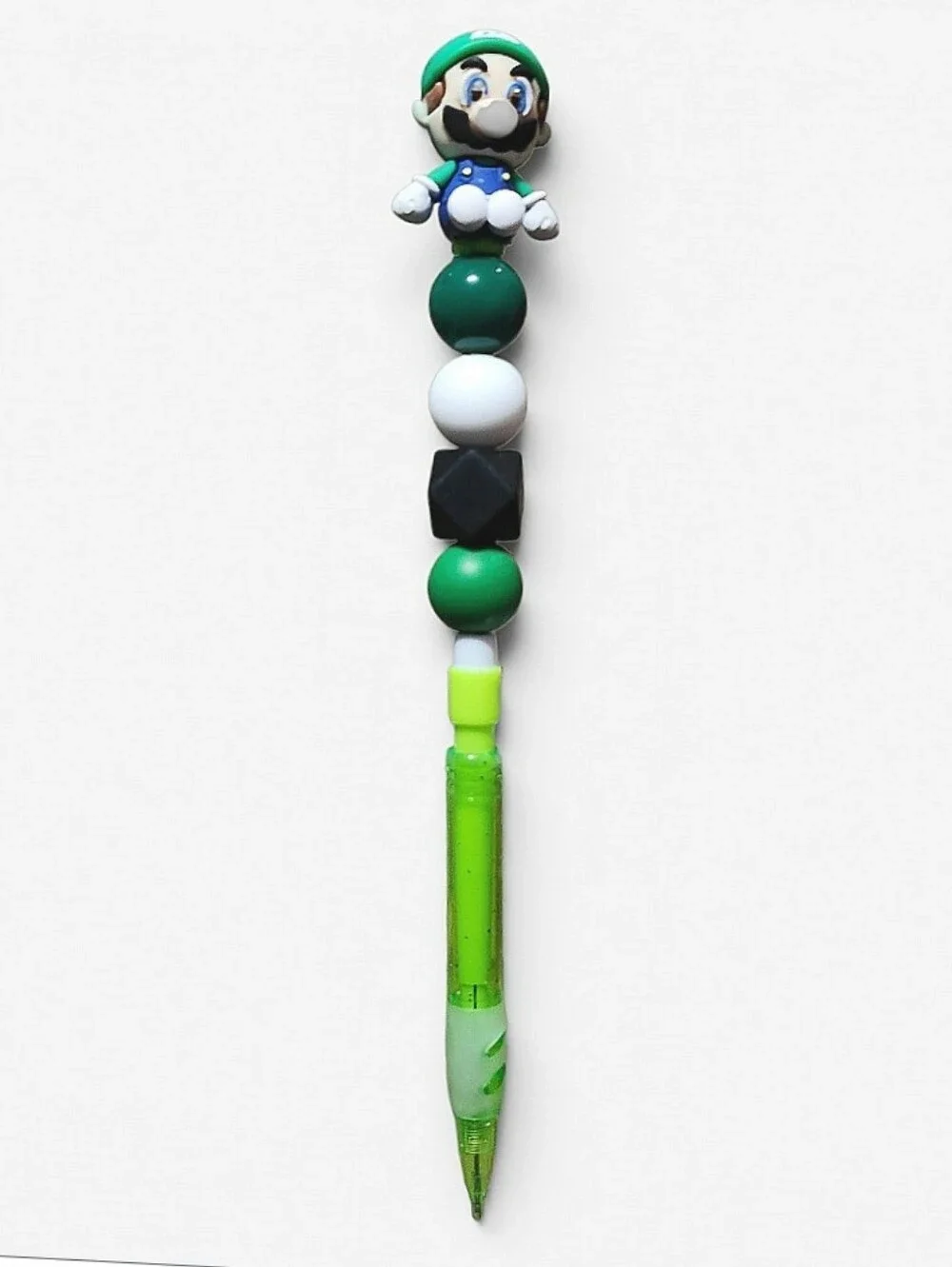 Luigi  Beaded Mechanical Pencil With Topper Green Black